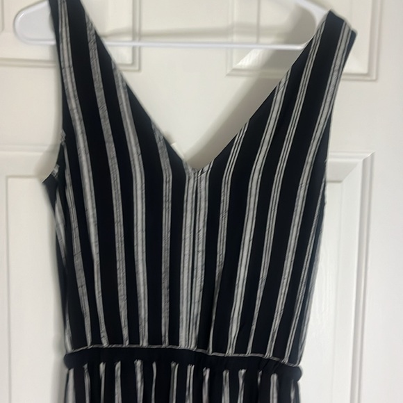Gap Black Striped Jumpsuit Sleeveless Small Tall Drawstring Waist Viscose - Picture 6 of 15